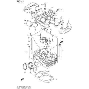 REAR CYLINDER HEAD (VL1500BL4 E33)