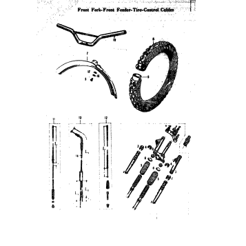FRONT FORK-FRONT FENDER-TIRE-CONTROL CABLES