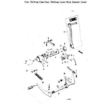GEAR SHIFTING CAM-GEAR SHIFTING LEVER-KICK STARTER LEVER