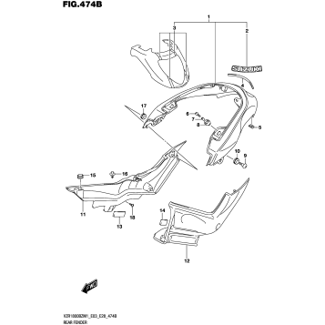REAR FENDER (SEE NOTE 1) 474B