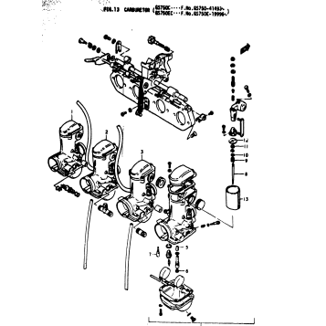 CARBURETOR (GS750C....F.NO.GS750-41493-GS750EC..F.NO.GS750E-19996-)