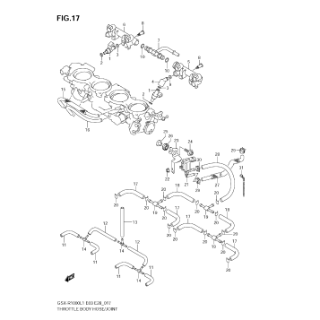 THROTTLE BODY HOSE/JOINT (GSX-R1000L1 E33)