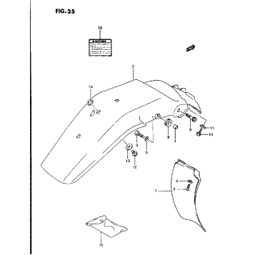 REAR FENDER - LABEL (MODEL L/M/N/P)