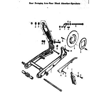 REAR SWINGING ARM-REAR SHOCK ABSORBER-SPROCKETS