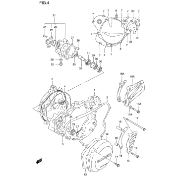 CRANKCASE COVER-WATER PUMP (MODEL T/V)