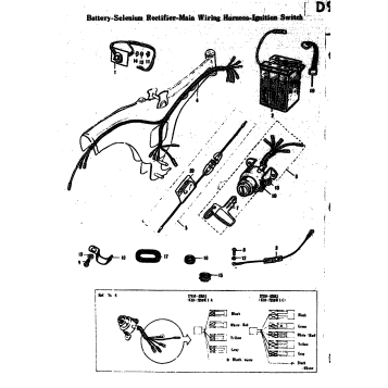 BATTERY-SELENIUM RECTIFIER-MAIN WIRING HARNESS-IGNITION SWITCH