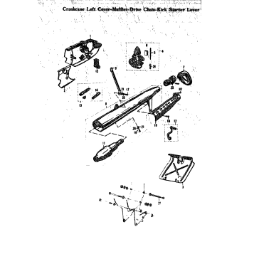 CRANKCASE LEFT COVER-MUFFLER-DRIVE CHAIN-KICK STARTER LEVER