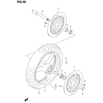 FRONT WHEEL (MODEL V/W/X/Y)