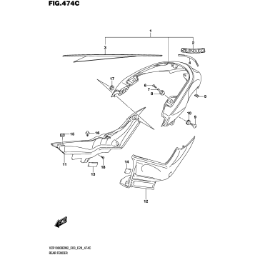 REAR FENDER (SEE NOTE 1) 474C