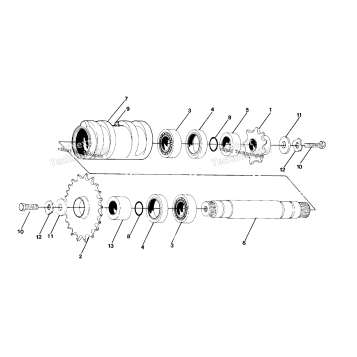 DETAILS FRONT DRIVE ASSEMBLY CENTER TIGHTENER ASSEMBLY PN 1380023