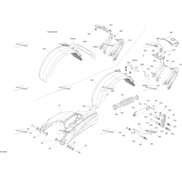 SUSPENSION, REAR - STD - SWING ARM - SHOCK - FENDER
