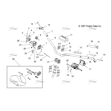 STEERING, HANDLEBAR & THROTTLE ASM. ( DRAGON) S08PB6/PB7/PP6/PP7 ALL OPTIONS (49SNOWHANDLEBAR08CFI)