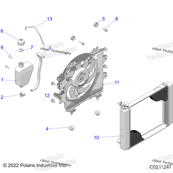 ENGINE, COOLING SYSTEM, RADIATOR, FAN & OVERFLOW BOTTLE