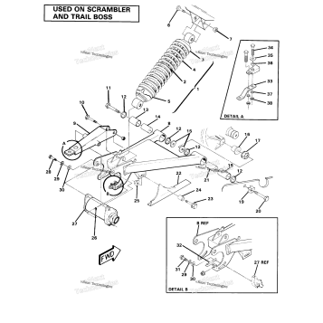 SWING ARM WELDMENT & REAR SHOCK ASSEMBLY