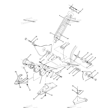 SWING ARM WELDMENT & REAR SHOCK ASSEMBLY