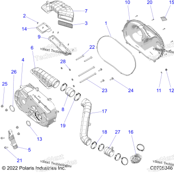 DRIVE TRAIN, CLUTCH COVER AND DUCTING