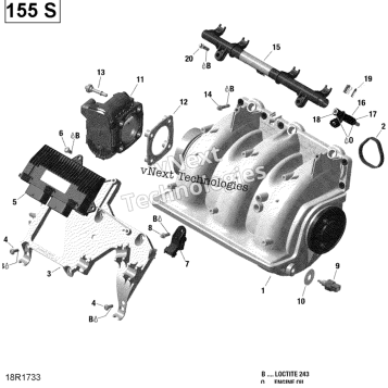 AIR INTAKE MANIFOLD AND THROTTLE BODY - 155 MODEL WITH SUSPENSION