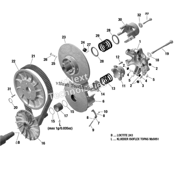 01 ROTAX - TRANSMISSION - CVT PULLEYS - 600 ACE