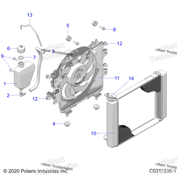 ENGINE, COOLING SYSTEM, RADIATOR, FAN & OVERFLOW BOTTLE