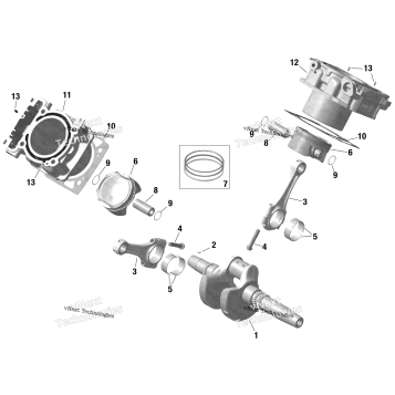 ENGINE - CRANKSHAFT, PISTON AND CYLINDER - 1010 TSS