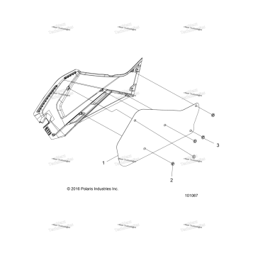 BODY, RIGHT HAND SIDE PANEL HEAT SHIELD AND HARDWARE 1 UP