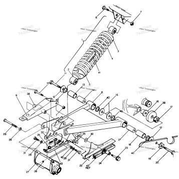 SWING ARM WELDMENT & REAR SHOCK ASSEMBLY