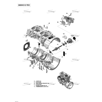 CRANKCASE AND WATER PUMP - 600HO E-TEC