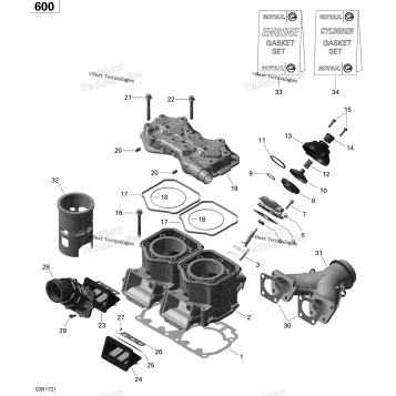 CYLINDER AND CYLINDER HEAD - 600 CARB