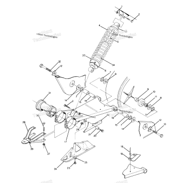 SWING ARM WELDMENT & REAR SHOCK ASSEMBLY