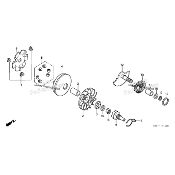 DRIVE FACE + KICK STARTER SPINDLE
