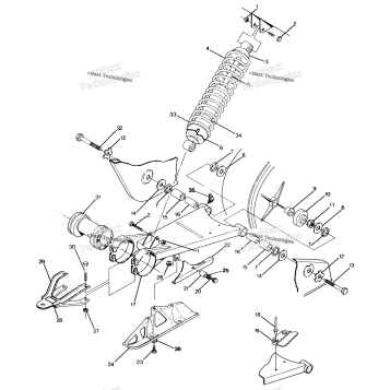 SWING ARM WELD. / REAR SHOCK ASSEMBLY TRAIL BOSS