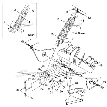SWING ARM/SHOCK MOUNTING SPORT 400L W97BA38C & TRAIL BLAZER
