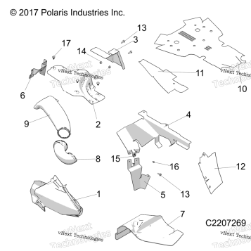 BODY PANELS, THERMAL SHIELDS A1701D/E APPLIES TO 20152016 SPORTSMAN 1000 1UP MODELS AFTER SAFETY RECALL A1701D/E HAS BEEN COMPLETED WHERE APPLICABLE