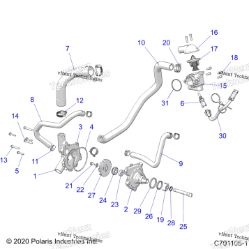 ENGINE, WATERPUMP AND BYPASS