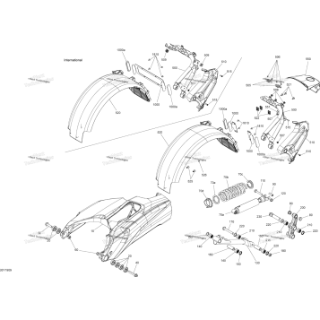 SUSPENSION - REAR - SWING ARM / SHOCK / FENDER