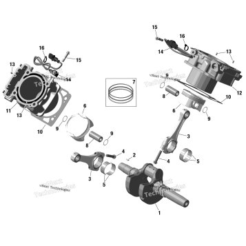 ROTAX - CRANKSHAFT, PISTONS AND CYLINDER