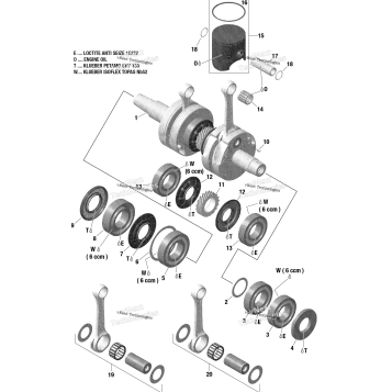 CRANKSHAFT AND PISTONS - 598 RS