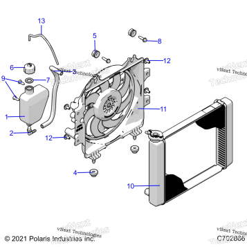 ENGINE, COOLING SYSTEM, RADIATOR, FAN & OVERFLOW BOTTLE