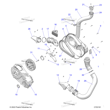 DRIVE TRAIN, CLUTCH COVER AND DUCTING Z23NAE99A/99B