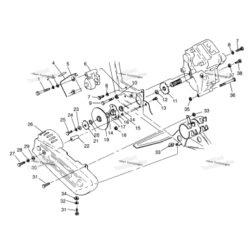 GEARCASE/BRAKE & CHAIN COVER MOUNTING 6X6 400L, U.S. W 958740, SWEDISH S9