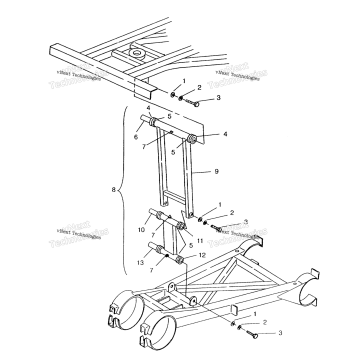 REAR STRUT STABILIZER ASSEMBLY 6X6 400L, SWEDISH & NORWEGIAN N94