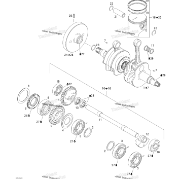 CRANKSHAFT, PISTONS AND BALANCE SHAFT
