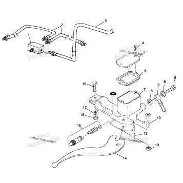 CONTROLS RH MASTER CYLINDER/BRAKE LINE