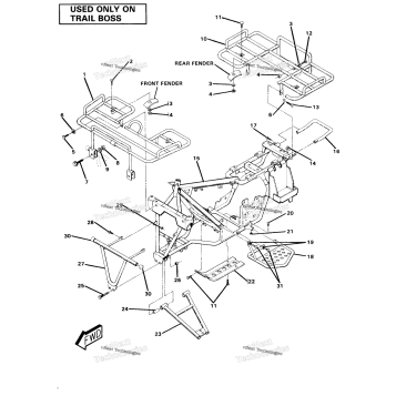 FRAME ASSEMBLY WITH RACKSTRAIL BOSS