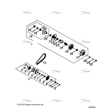 DRIVE TRAIN, PRIMARY AND SECONDARY CLUTCHS