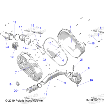 DRIVE TRAIN, CLUTCH COVER & DUCTING