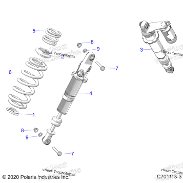 SUSPENSION, REAR SHOCK MOUNTING