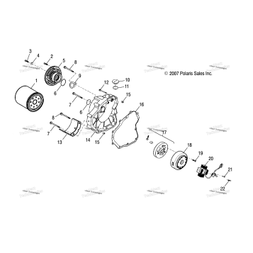 ENGINE, CRANKCASE COVER, RH