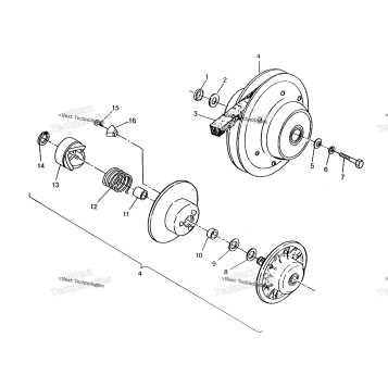 DRIVEN CLUTCH ASSEMBLY 6X6 400L, SWEDISH & NORWEGIAN N948740