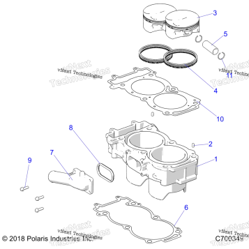 ENGINE, CYLINDER AND PISTON